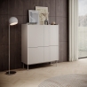 Buffet haut 4 portes rainurées séjour beige Bitter Promotion