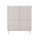 Buffet haut 4 portes rainurées séjour beige Bitter Vente