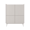 Buffet haut 4 portes rainurées séjour beige Bitter Vente