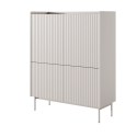 Buffet haut 4 portes rainurées séjour beige Bitter Remises