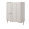 Buffet haut 4 portes rainurées séjour beige Bitter Remises