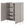 Buffet haut 4 portes rainurées séjour beige Bitter Réductions