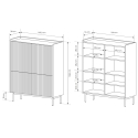 Buffet haut 4 portes rainurées séjour beige Bitter Choix