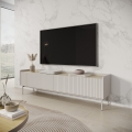 Meuble TV bas moderne 2 portes abattantes beige 153x50x38 Bitter Promotion