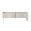 Meuble TV bas moderne 2 portes abattantes beige 153x50x38 Bitter Vente