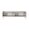 Meuble TV bas moderne 2 portes abattantes beige 153x50x38 Bitter Offre