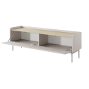 Meuble TV bas moderne 2 portes abattantes beige 153x50x38 Bitter Réductions