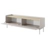 Meuble TV bas moderne 2 portes abattantes beige 153x50x38 Bitter Réductions