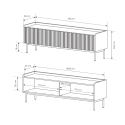 Meuble TV bas moderne 2 portes abattantes beige 153x50x38 Bitter Choix