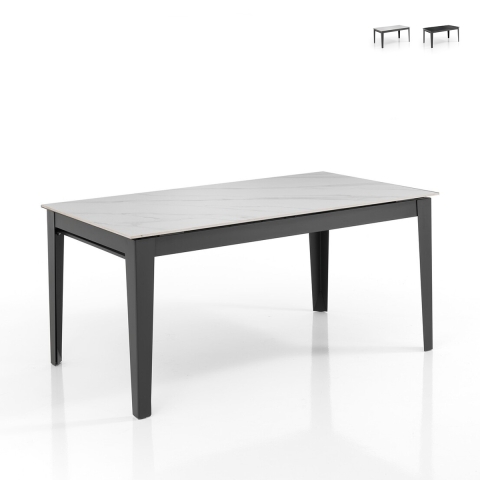 Table à manger extensible moderne 90x160-400 effet marbre Harper Promotion