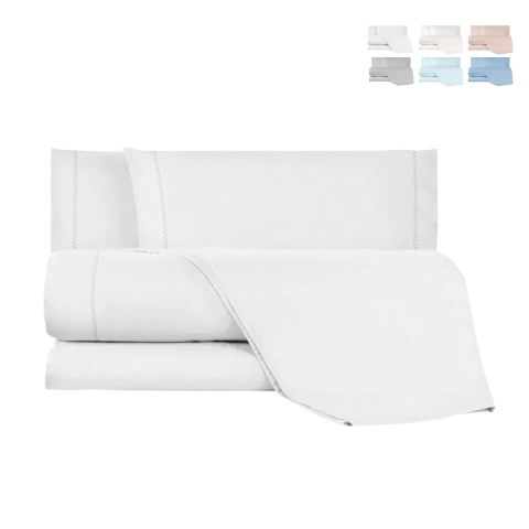 Parure pour lit double en coton avec draps et 2 taies Toronto Promotion