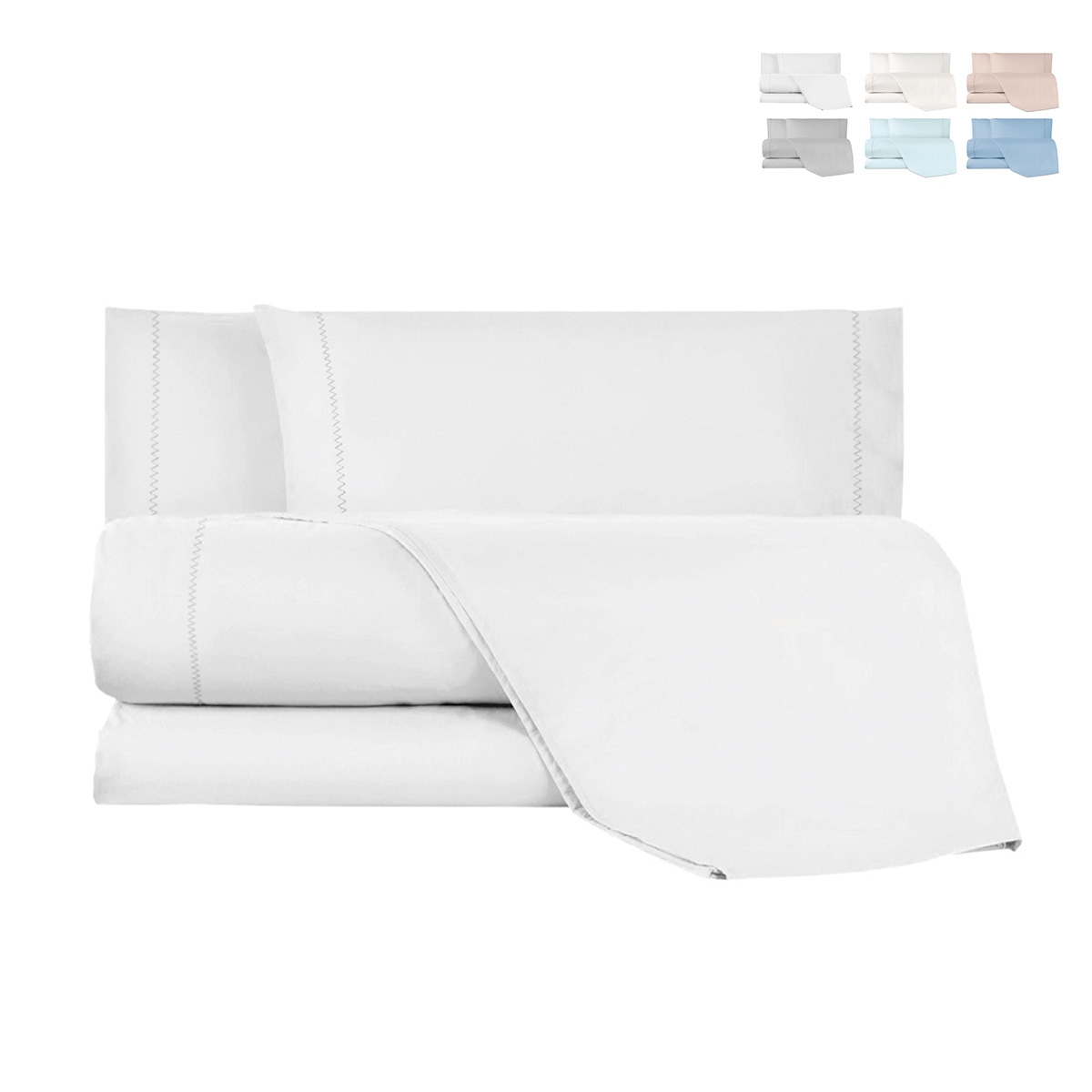 Parure pour lit double en coton avec draps et 2 taies Toronto Promotion