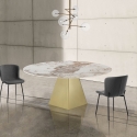 Table à manger design extensible effet marbre 160x160x75 Arvin Onice Modèle