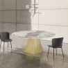 Table à manger design extensible effet marbre 160x160x75 Arvin Onice Modèle