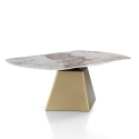 Table à manger design extensible effet marbre 160x160x75 Arvin Onice Dimensions