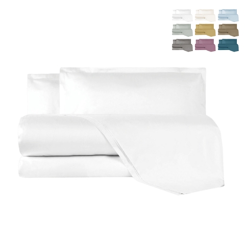 Ensemble lit double avec draps et taies d'oreiller en satin Argentario Promotion