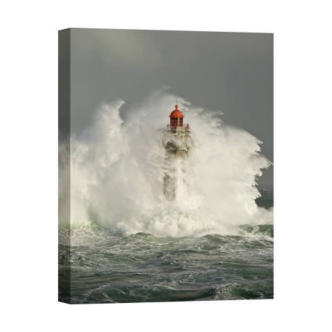 Tableau sur toile avec phare dans les vagues La Jument Jean Guichard Promotion