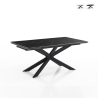 Table extensible 90x160-220 pieds croisés effet marbre Ward Marble Promotion