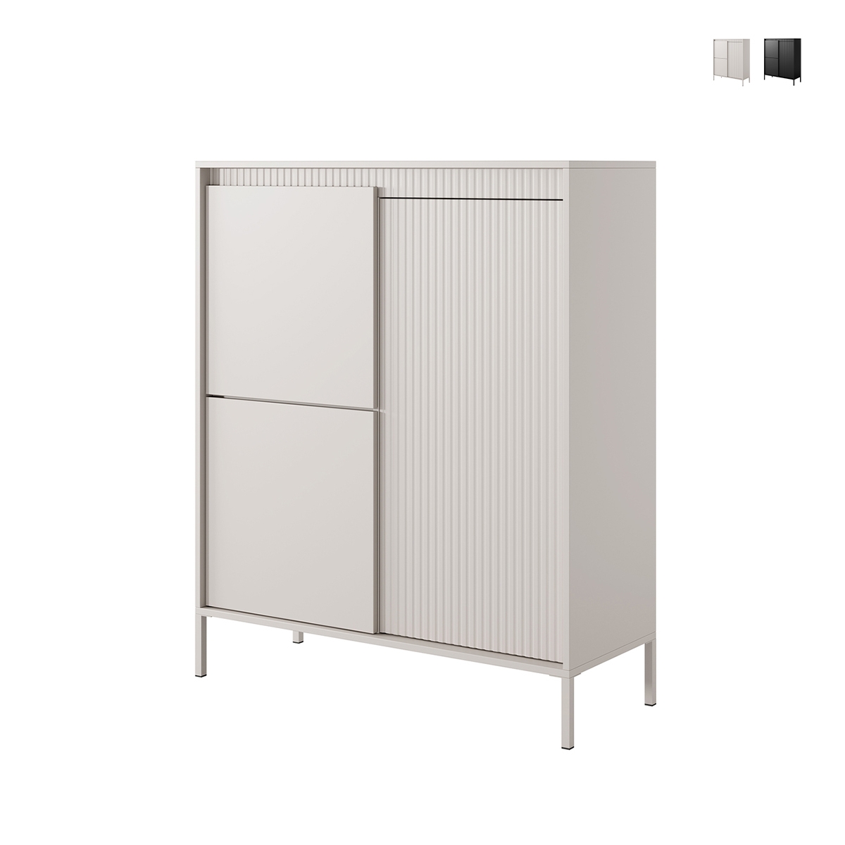 Armoire haute de design, 3 portes pour salon/entrée Kergi Promotion