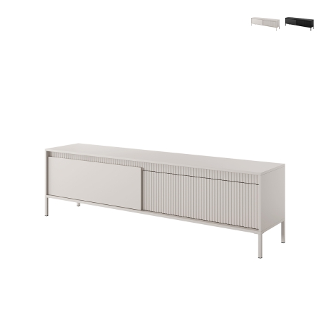 Meuble TV bas design moderne 2 portes Kergi pour salon Promotion