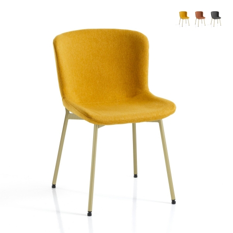 Ensemble de 4 chaises modernes en tissu pour salle à manger cuisine Rann Gold Promotion