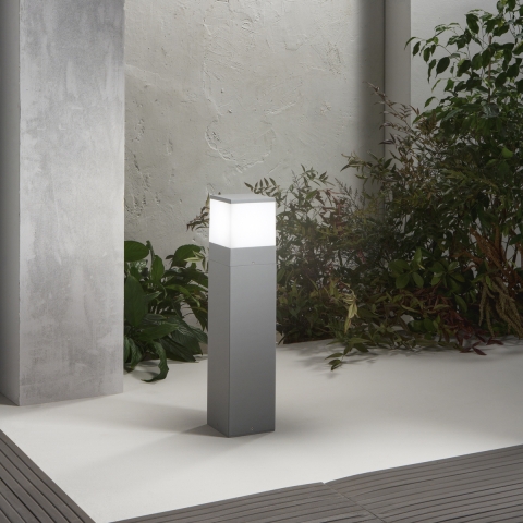 Lampadaire de jardin extérieur en métal argenté h60cm Booster Promotion