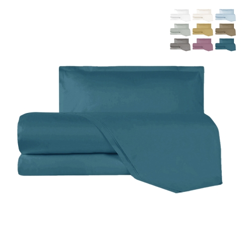 Parure de lit une place et demie en satin drap taie d'oreiller Argentario Promotion