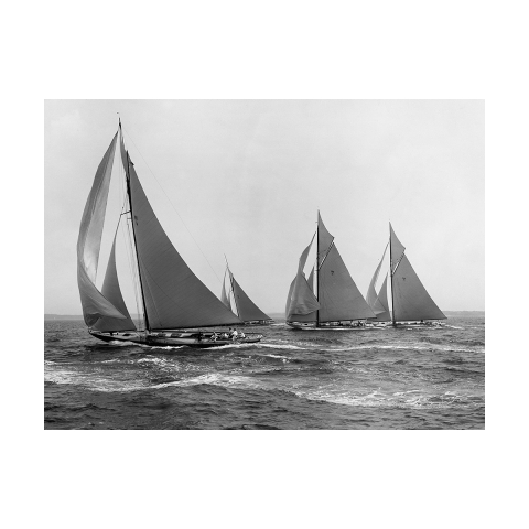 Tableau sur toile vintage noir et blanc Sloops at Sail, 1915 Edwin Levick Promotion