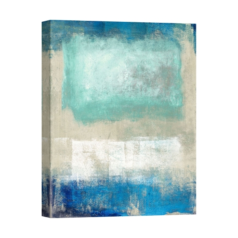 Tableau imprimé sur toile abstrait moderne beige bleu Magic Sea Ludwig Maun Promotion