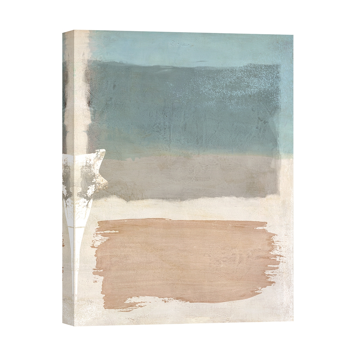 Tableau sur toile abstrait nuances beige bleu Libra II Ludwig Maun Promotion