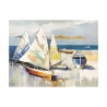 Tableau moderne impression sur toile Barche sulla spiaggia Luigi Florio Offre