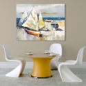 Tableau moderne impression sur toile Barche sulla spiaggia Luigi Florio Vente