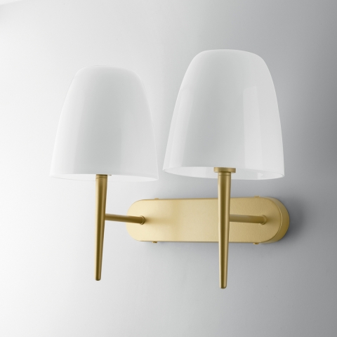 Applique double lumière intérieur métal doré verre blanc Ares AP2 Promotion