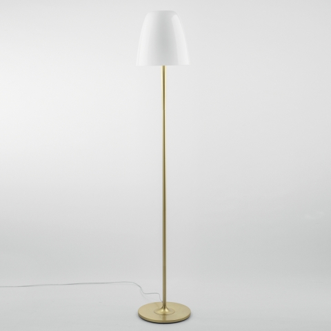 Lampadaire en métal doré avec diffuseur en verre blanc Ares PT Promotion