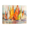 Impression sur toile tableau moderne avec bateaux Regata di colori Luigi Florio Promotion
