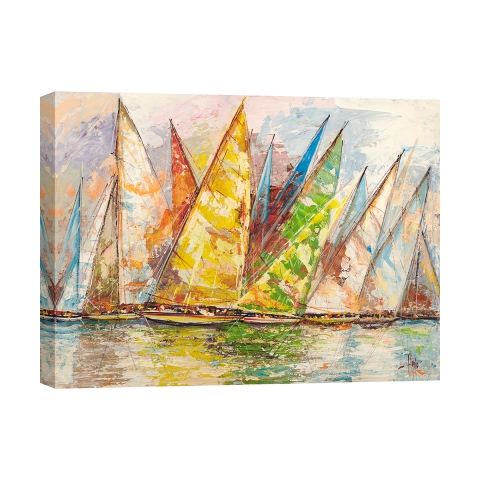 Tableau avec bateaux impression sur toile Regata di Primavera Luigi Florio Promotion