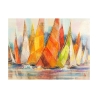 Impression sur toile tableau moderne avec bateaux Regata di colori Luigi Florio Offre
