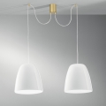 Suspension à deux lumières en métal doré et verre blanc Ares LS Promotion