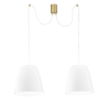 Suspension à deux lumières en métal doré et verre blanc Ares LS Vente
