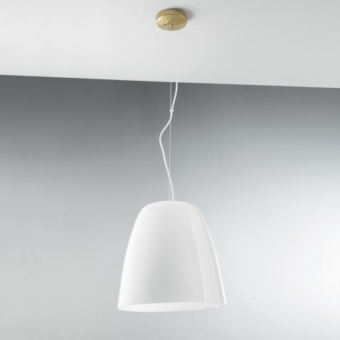 Suspension en métal doré avec diffuseur en verre Ares L1 Promotion
