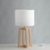 Lampe de table en bois naturel avec abat-jour en tissu blanc Berry LT Promotion