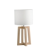 Lampe de table en bois naturel avec abat-jour en tissu blanc Berry LT Vente
