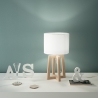 Lampe de table en bois naturel avec abat-jour en tissu blanc Berry LT Offre