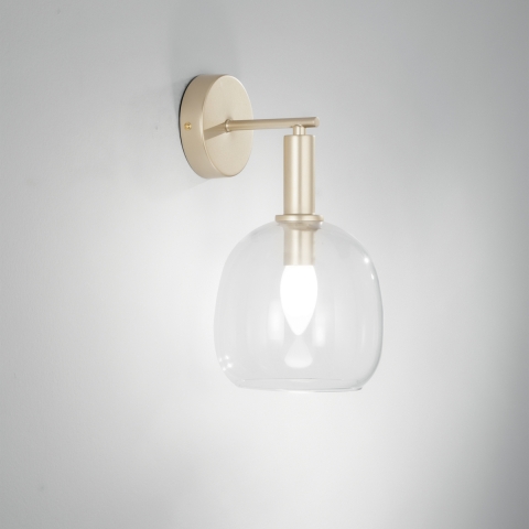 Applique murale en métal doré avec diffuseur en verre soufflé Brandy AP Promotion