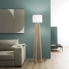 Lampadaire en bois naturel avec abat-jour en tissu blanc Berry PT Vente