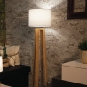 Lampadaire en bois naturel avec abat-jour en tissu blanc Berry PT Remises