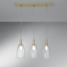 Suspension dorée trois lumières abat-jours en verre Brandy 3LS Promotion