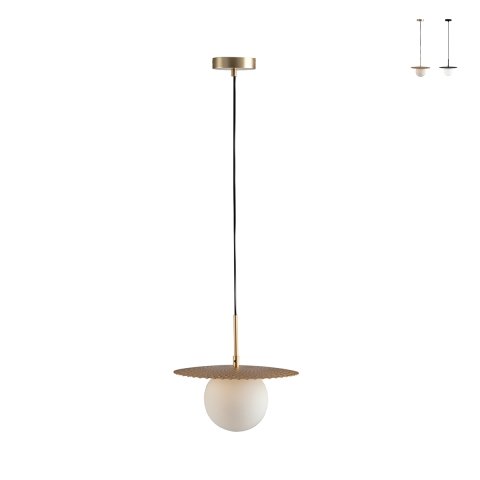 Suspension métal abat-jour en verre 30cm Chaplin LS1 Promotion