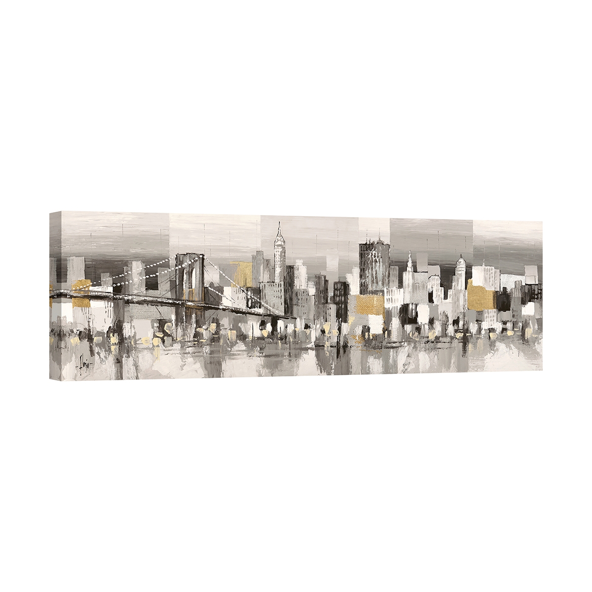 Tableau moderne abstrait sur toile Manhattan & Brooklyn Bridge Luigi Florio