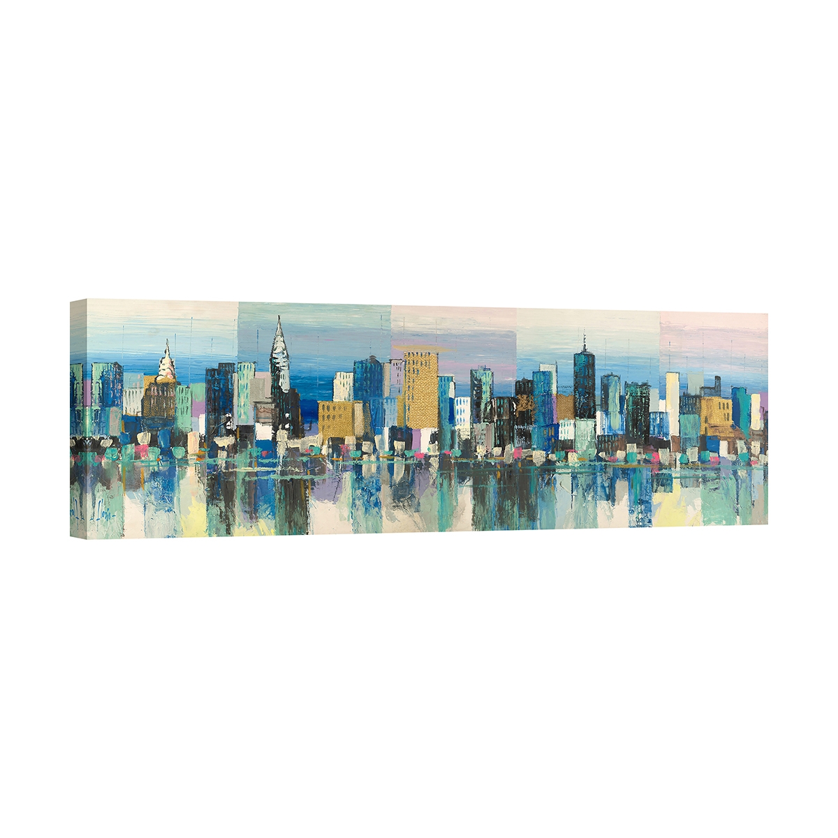Tableau moderne sur toile paysage urbain Manhattan Aqua Luigi Florio